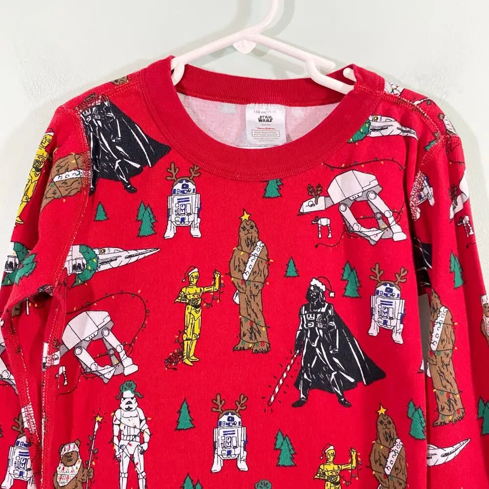 Hanna Andersson Red Star Wars Holiday Christmas Pajamas Top Size 12